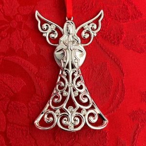 Vintage Lenox silver & rhinestone angel ornament